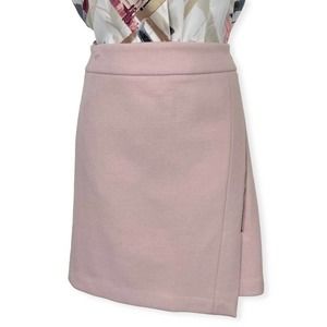 WHBM Pink Rose Mist Asymmetrical Zip Mini Skirt Size 8